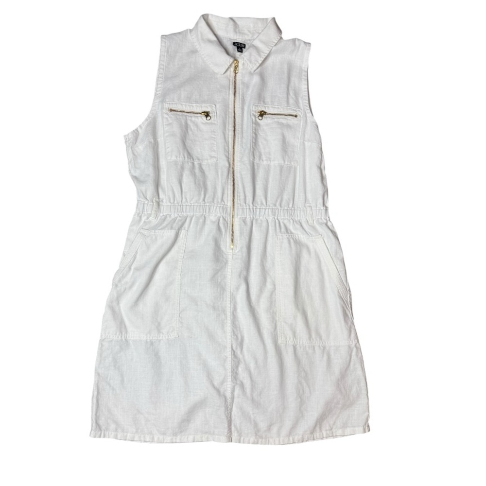 J. Crew Zip-Front Linen-Blend Dress size 16 CA422